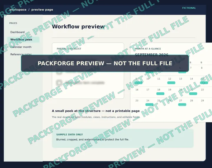 Watermarked preview of the roster and calendar template